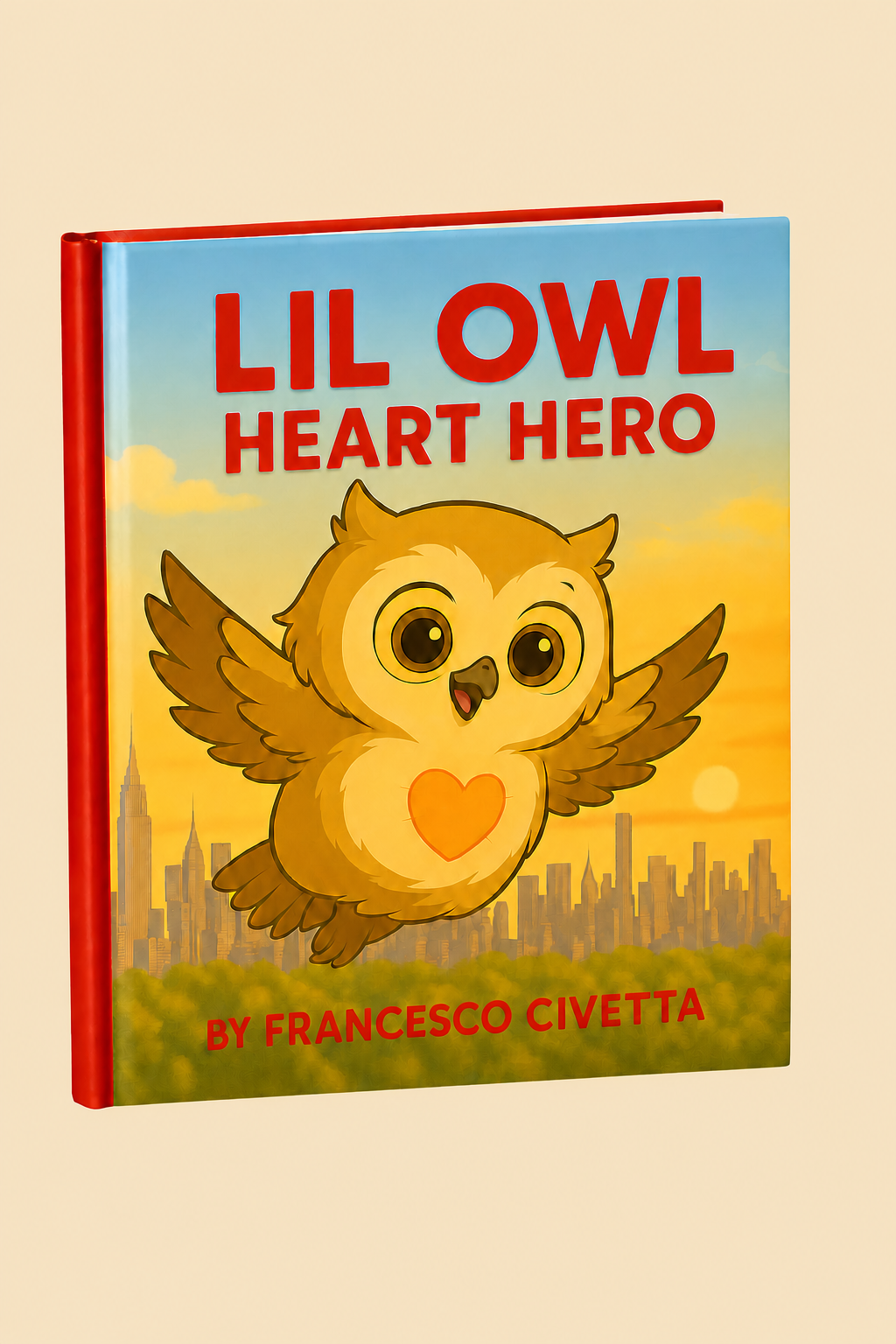 Lil’ Owl Heart Hero illustrated book cover by Francesco Civetta