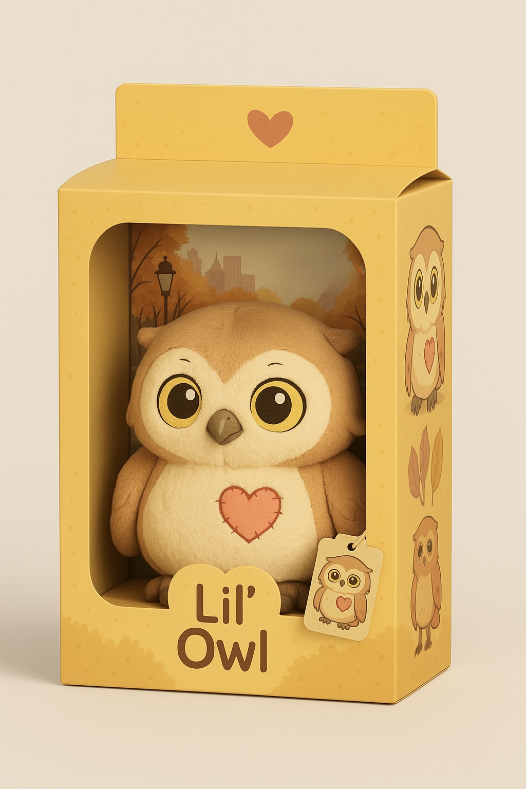 Lil’ Owl plush in a yellow gift box